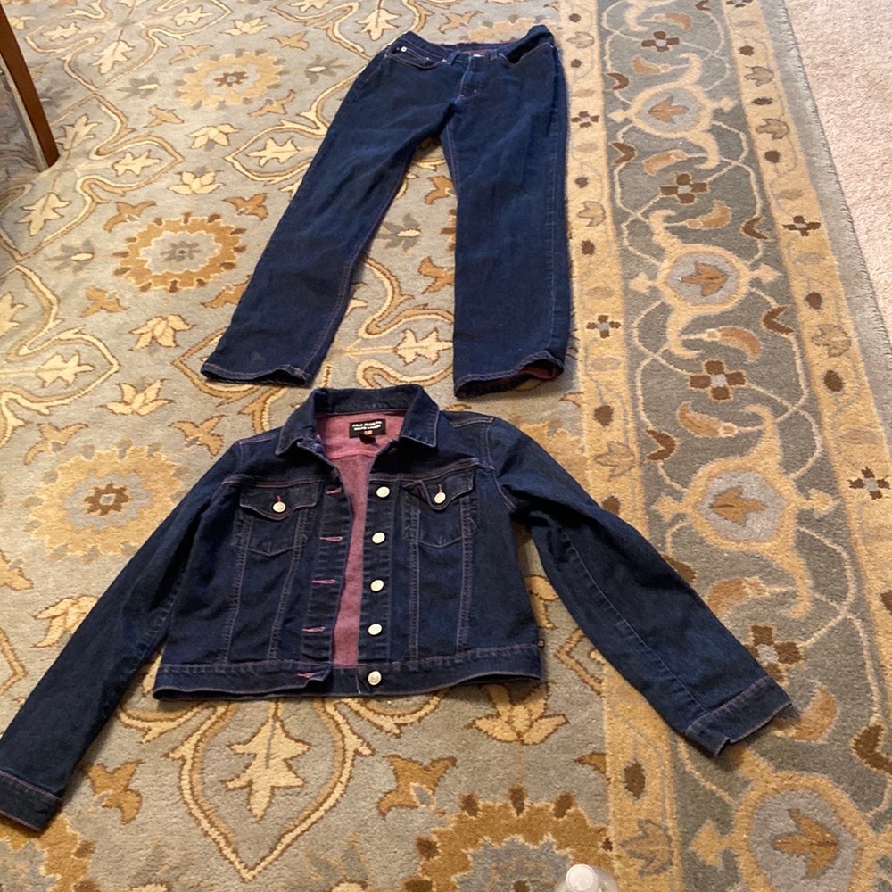 Vintage Ralph Lauren POLO DENIM PINK SET $40 jacket M jeans 6